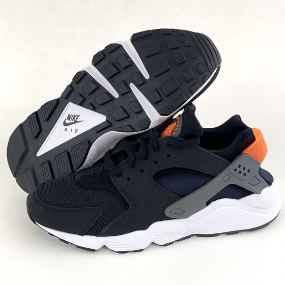 Nike Air Huarache Black Orange Men's Sneakers Shoes Grey Safety DX2659 001 - Picture 2 of 12
